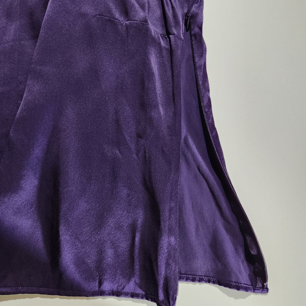 Talbots 100% Silk Blouse Sz 14 Sleeveless Jewel Tone Purple Side Zip V-Neck - Picture 6 of 8